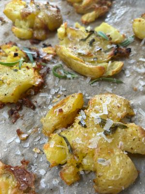 Smashed Potatoes with Parmesan
